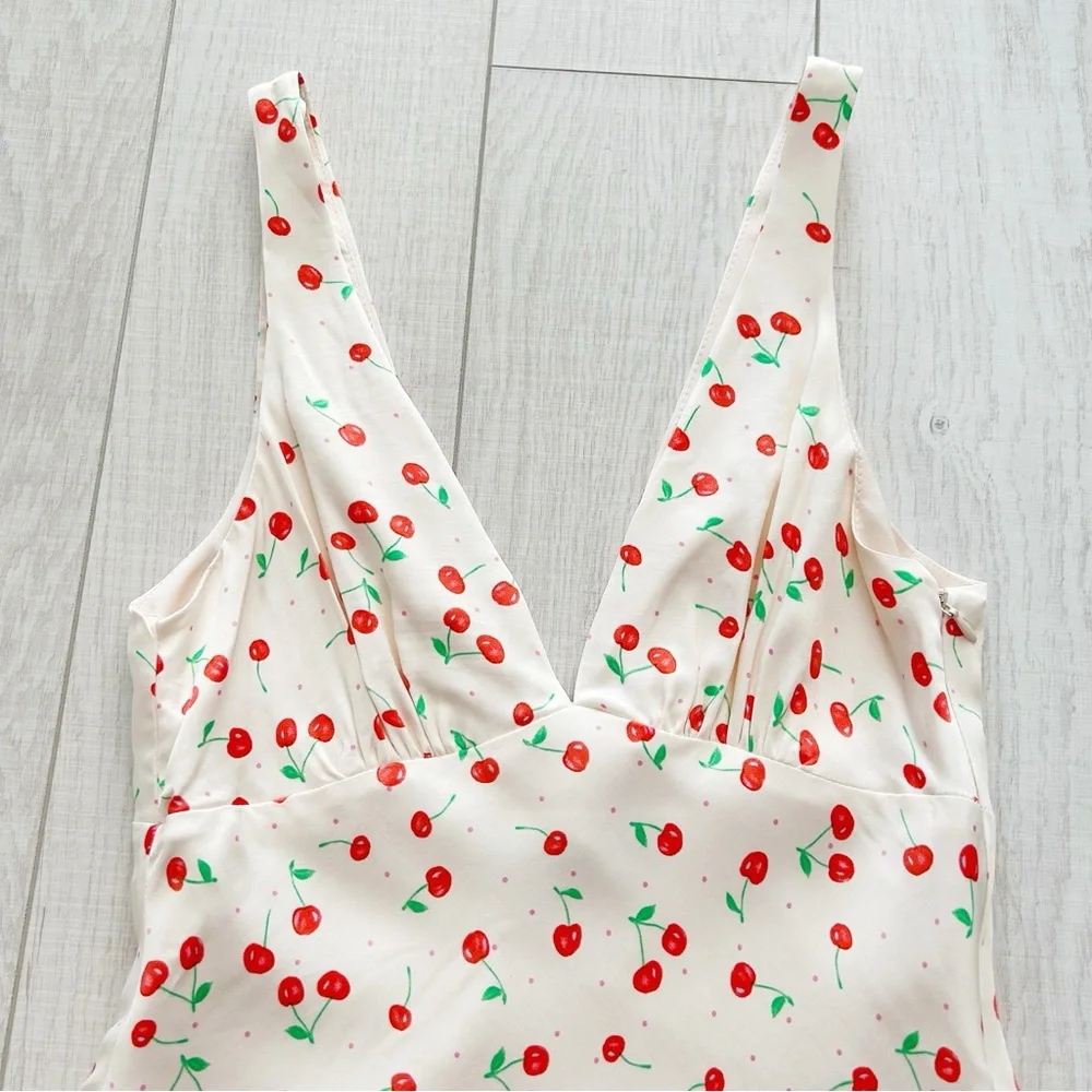Zara cherry print satin mini dress - Picture 4 of 12